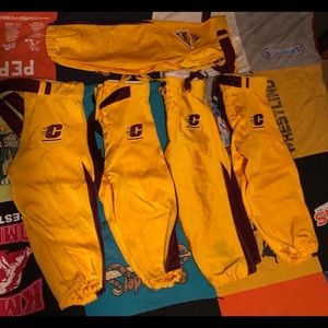 LOT OF 5 CMU ADIDAS GAME ISSUE FOOTBALL PANTS